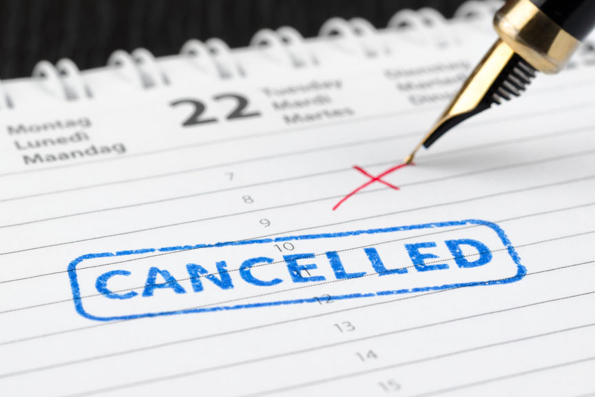 Cancelled Appointment Marked On Calendar