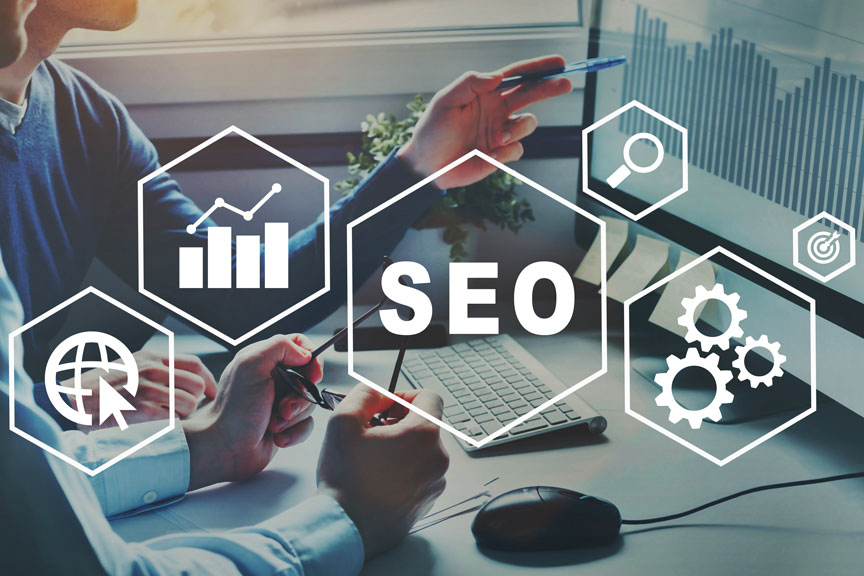 Person Discussing SEO Strategies